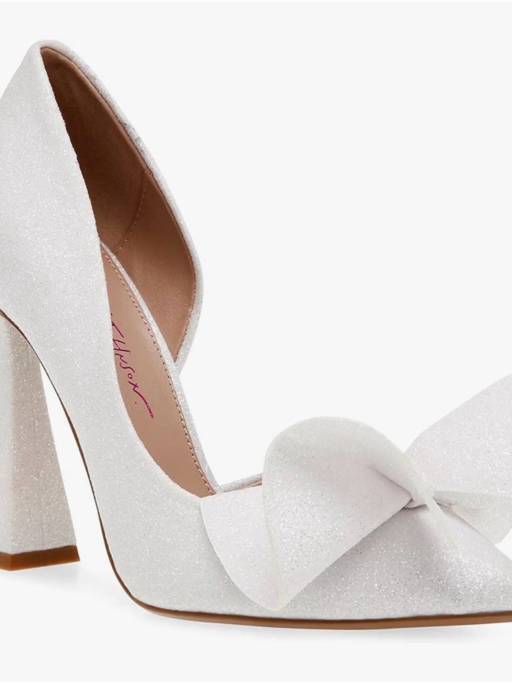 Betsey Johnson White Sparkle Bow Pump